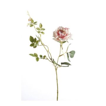Artificial flower rose branch BEATA, pink-white, 30"/75cm