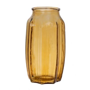 Small flower vase AMORY made of glass, honey yellow-clear, 9"/22cm, Ø4.7"/12cm
