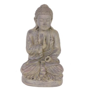 Buddha figure SHANTA, sitting meditating, grey, 18"/45cm
