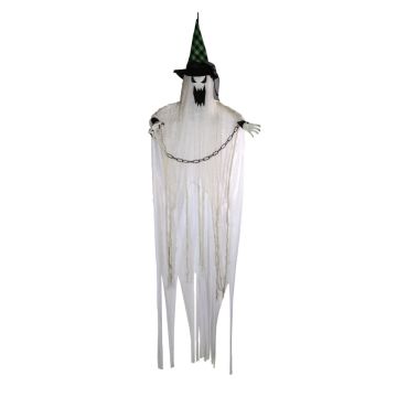 Halloween figurine ghost HERNANDO, movement and sound function, LEDs, 180cm