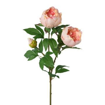 Artificial flower branch Peony SLORVE, salmon, 28"/70cm Artificial flower branch Peony SLORVE, salmon, 28"/70cm
