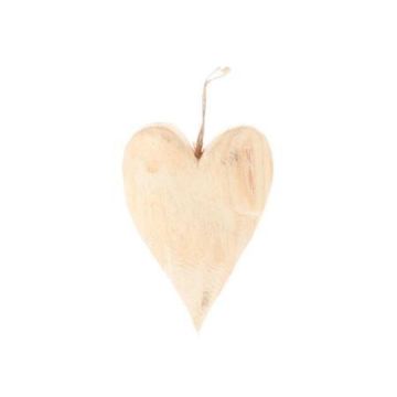 Decorative wooden heart for hanging LESLEY, natural, 3.1"x1.6"x4"/8x4x10cm