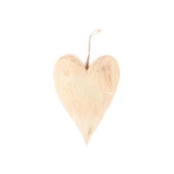 Decorative wooden heart for hanging LESLEY, natural, 4"x1.6"x4.9"/10x4x12,5cm