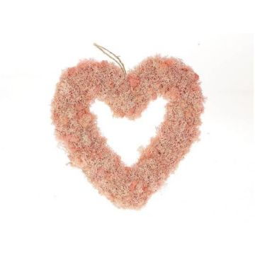 Decorative heart wreath MADISSON made of Iceland moss, for hanging, pink, 2"/5cm, Ø12"/30cm Decorative heart wreath MADISSON made of Iceland moss, for hanging, pink, 2"/5cm, Ø12"/30cm