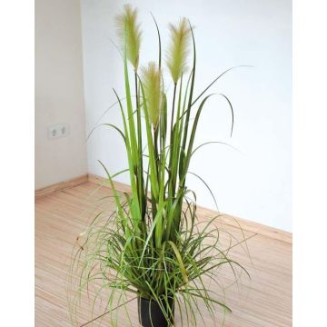 Plastic pampas grass TALINDA with panicles, green, 4ft/120cm