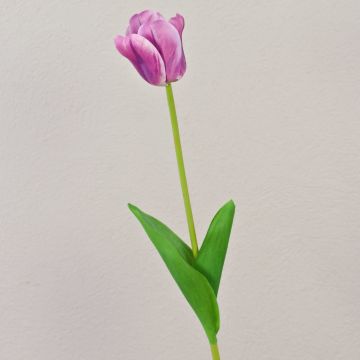 Fake flower Tulip PJASSINA, violet-white, 26"/65cm