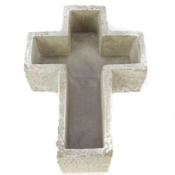Cross-shaped concrete flower pot BRAMBLE, grey, 11"x7"x2.6"/27x18x6,5cm
