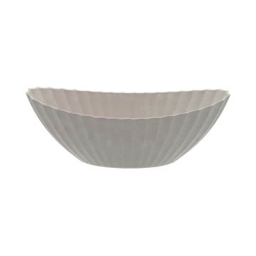 Oval bowl KENNYA with grooves, synthetic, brown, 14"x6"x5.5"/36x16x14cm