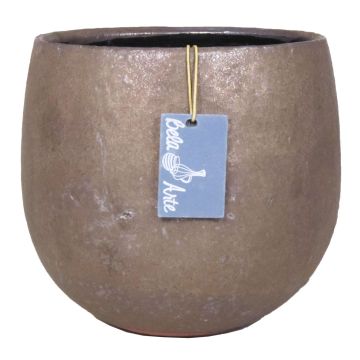 Round ceramic flower pot PEYO, bronze, 4"/10,5cm, Ø4,5"/12cm