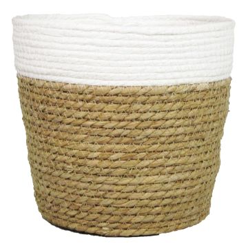Basket planter DOMINGA, white-beige, 5"/13cm, Ø6,5"/16cm