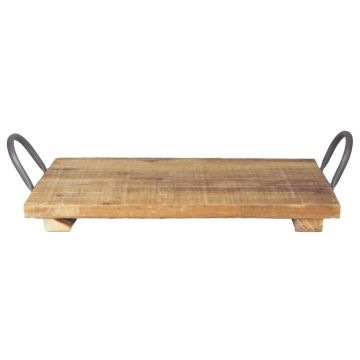 Vintage wooden tray DIYAR with handle, brown, 16"x8"x1"/40x20x3cm