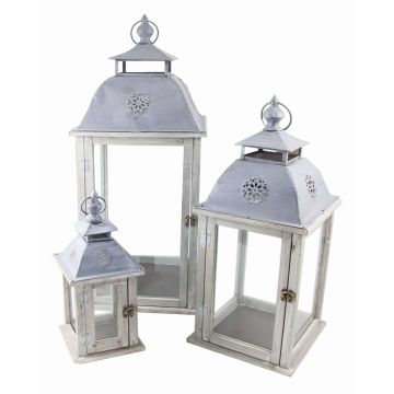 Vintage lantern LUMINA, 3 pieces, grey-brown, 15"/38cm, 23"/58cm, 30"/75cm
