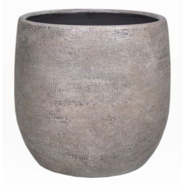 Ceramic pot AGAPE with texture, white-brown, 14"/36cm, Ø15,5"/39cm
