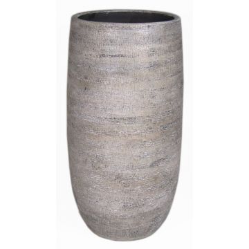 Ceramic vase AGAPE with texture, white-brown, 20"/50cm, Ø10"/26cm