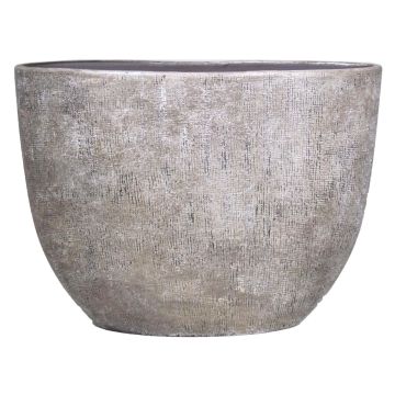 Oval ceramic pot AGAPE with texture, white-brown, 19,5"x8"x14"/50x20x36cm