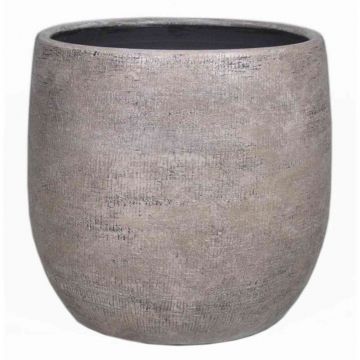Ceramic pot AGAPE with texture, white-brown, 5,5"/14cm, Ø6,5"/16cm