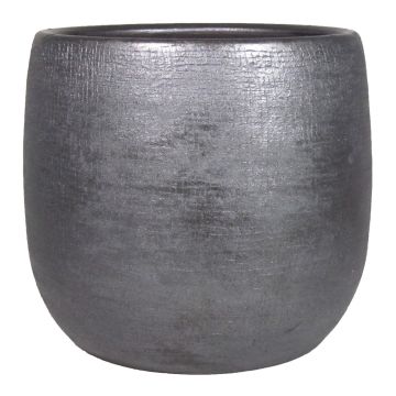 Ceramic pot AGAPE with texture, black, 14"/36cm, Ø15,5"/39cm