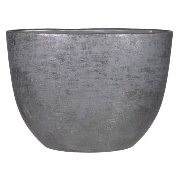Oval ceramic pot AGAPE with texture, black, 19,5"x8"x14"/50x20x36cm