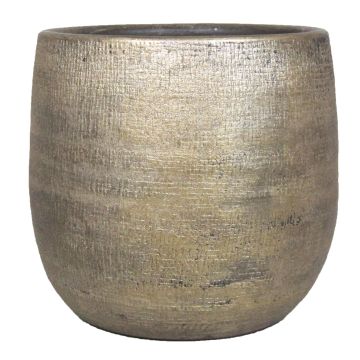 Ceramic pot  AGAPE with texture, gold, 5,5"/14cm, Ø6,5"/16cm