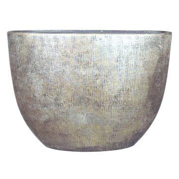 Oval ceramic pot AGAPE with texture, gold, 19,5"x8"x14"/50x20x36cm