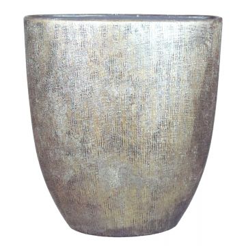 Oval ceramic vase AGAPE with texture, gold, 20"x6,5"x22,5"/51x17x57cm