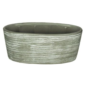 Oval ceramic orchid bowl ADELPHOS, grooves, grey-brown, 13"x6"x6"/33x15x15cm