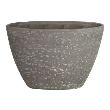 Oval orchid pot ASLAK, cramic, with structure, black-grey, 12,5"x5,5"x9"/32x14,5x22,5cm
