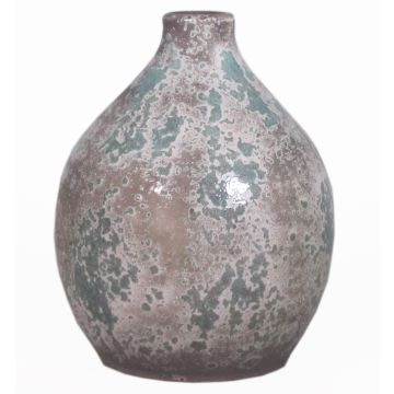 Rustic ceramic balloon vase TSCHIL, colour gradient, brown-green, 9,5"/24cm, Ø7"/18cm