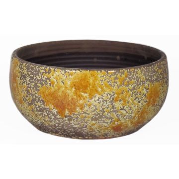 Rustic ceramic bowl TSCHIL, colour gradient, ochre yellow-brown, 6,5"/17cm, Ø14"/35cm