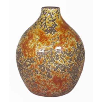 Rustic ceramic balloon vase TSCHIL, colour gradient, ochre yellow-brown, 9,5"/24cm, Ø7"/18cm