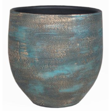 Ceramic flower pot AETIOS, colour gradient, blue-gold, 5"/13cm, Ø5,5"/14cm