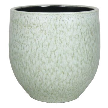Planter ELIEL in ceramic, speckled, mint green-white, 6,5"/16cm, Ø6,5"/17cm