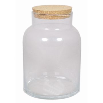 Storage glass ALUKA with cork, clear, 11"/27cm, Ø7"/18cm