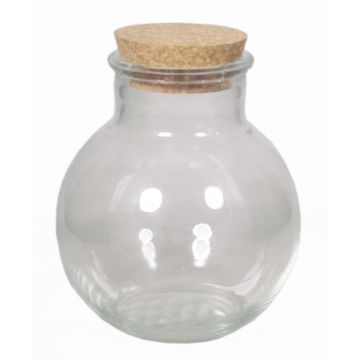Storage glass WINDA with cork, clear, 7"/17cm, Ø6"/15cm