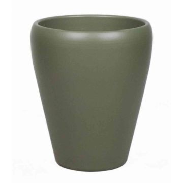 Orchid vase NAZARABAD, ceramic, olive green matt, 7"/17cm, Ø5.5"/14cm