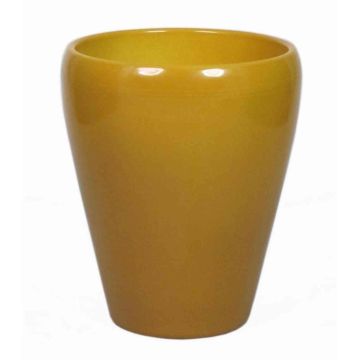 Orchid vase NAZARABAD, ceramic, ocher yellow, 7"/17cm, Ø5.5"/14cm