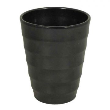 Orchid planter IZEH, ceramic, black, 7"/17cm, Ø5.5"/14cm