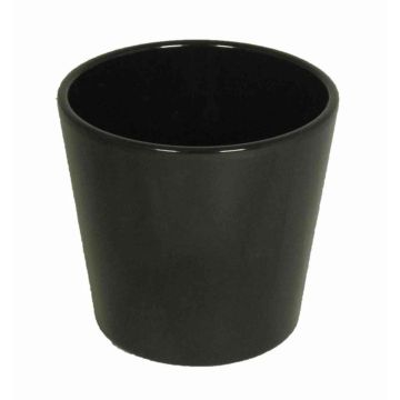 Orchid pot BANEH, ceramic, black, 4.9"/12,5cm, Ø5.3"/13,5cm 