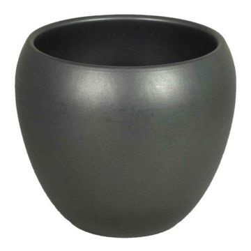 Ceramic plant pot URMIA BASAR, anthracite matt, 7"/18,5cm, Ø9"/22cm
