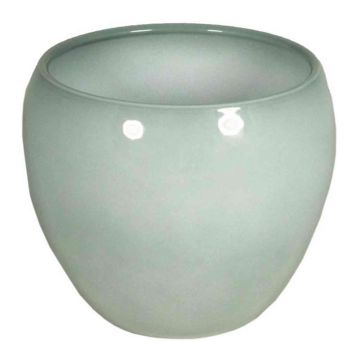 Ceramic plant pot URMIA BASAR, grey-green, 9"/24cm, Ø11"/27cm