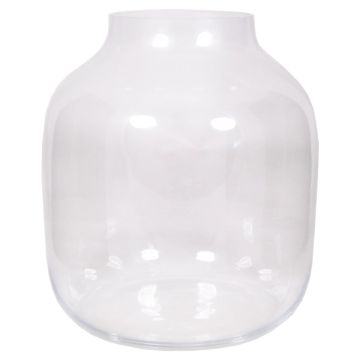 Round glass vase GEORGIA OCEAN, clear, 15"/38cm, Ø13"/34cm