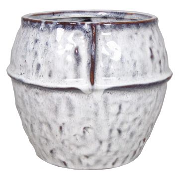 Ceramic flower pot PEYRIK, unique glazed, white-brown, 4,5"/12cm, Ø5,5"/14cm