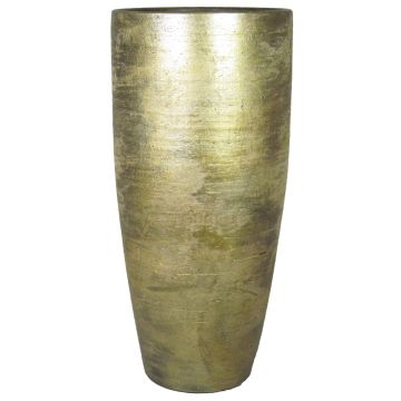 Large ceramic vase THORAN with texture, gold, 27,5"/70cm, Ø12,5"/32cm