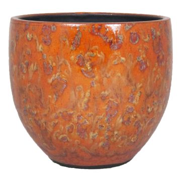 Planter ELIEL in ceramic, speckled, orange-yellow, 5"/13cm, Ø5,5"/14cm