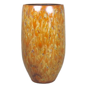 Vase ELIEL in ceramic, speckled, orange-yellow, 14"/35cm, Ø7"/18cm