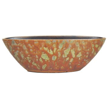 Bowl boat ELIEL in ceramic, speckled, orange-yellow, 15,5"x6"x4,5"/40x15x12cm