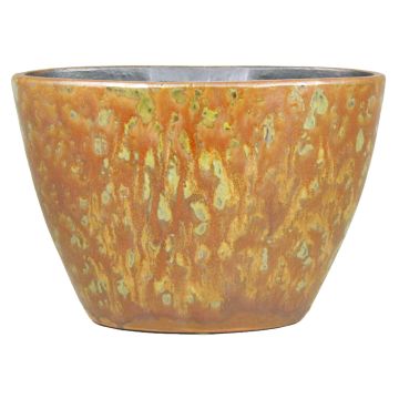 Oval planter ELIEL in ceramic, speckled, orange-yellow, 12,5"x6"x8,5"/32x15x22cm