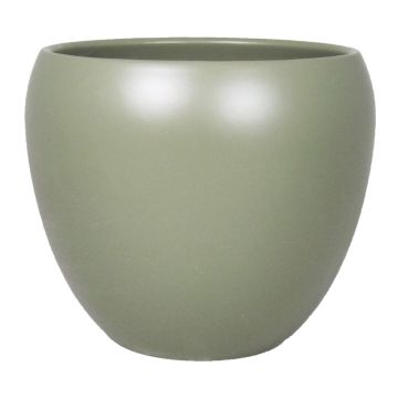Ceramic plant pot URMIA BASAR, green army matt, 9,5"/24cm, Ø10,5"/27cm