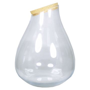 Candy glass DOMITILA with cork lid, clear, 9"/24cm, Ø8"/19cm