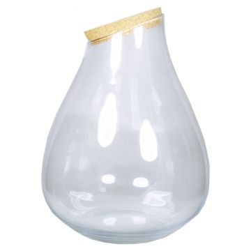 Candy glass DOMITILA with cork lid, clear, 15"/37cm, Ø11"/29cm